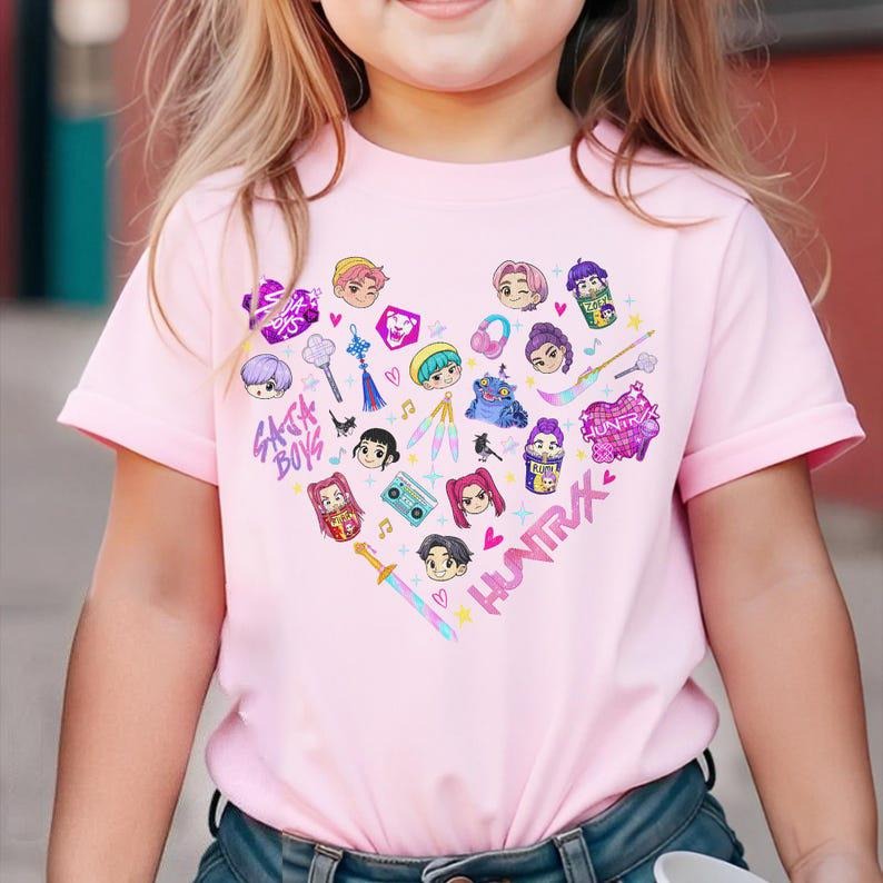 Kpop Demon Hunters T Shirt, Kpop Huntrix PIN, Saja Boys Boy Band Tee, Back to School Outfit, Birthday Gift, Halloween Shirt