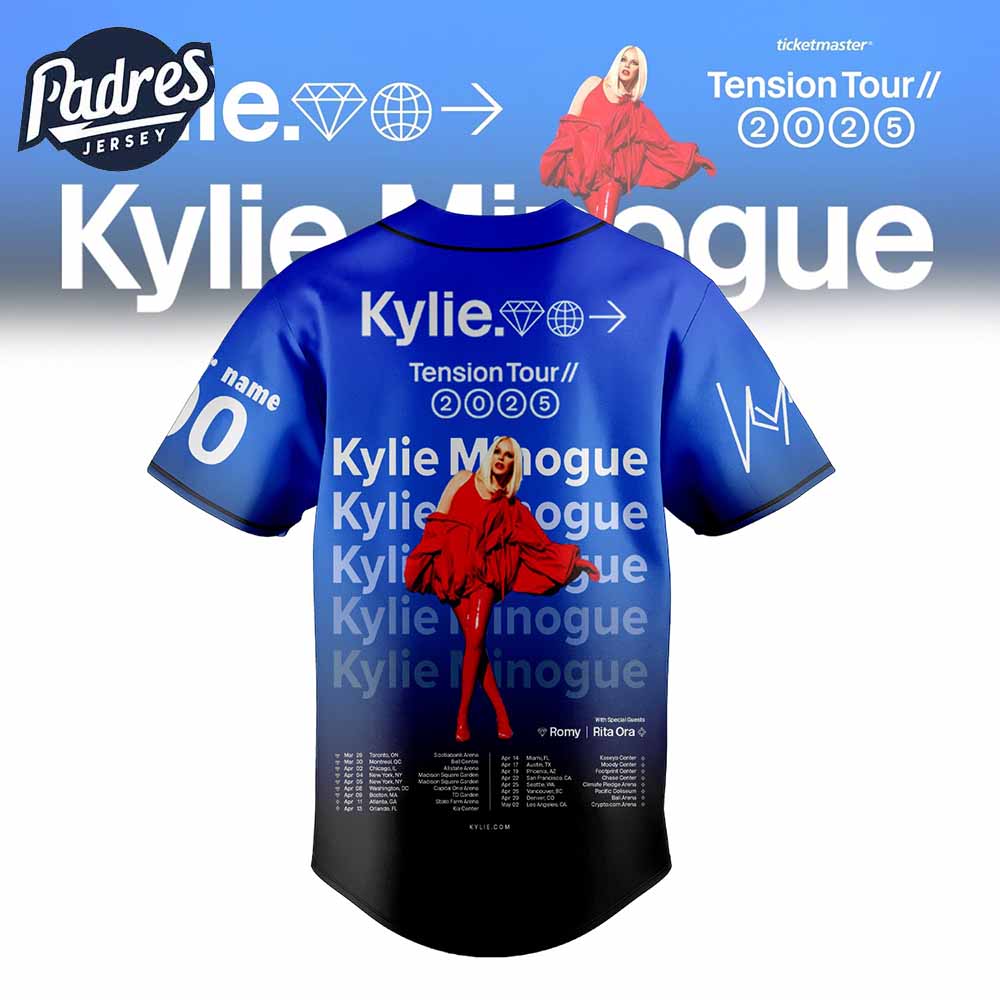 Kylie Minogue Tension Tour 2025 Baseball Jersey - Padres Jersey Oasis: Elevate Your Baseball Style Game