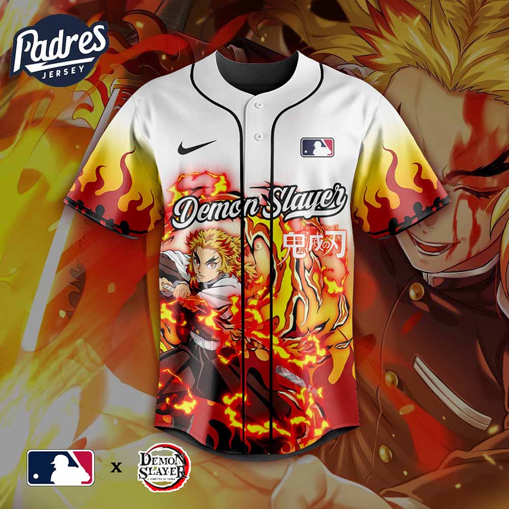 Kyojuro Rengoku Demon Slayer x MLB Personalized Baseball Jersey 2025 - Padres Jersey Oasis: Elevate Your Baseball Style Game