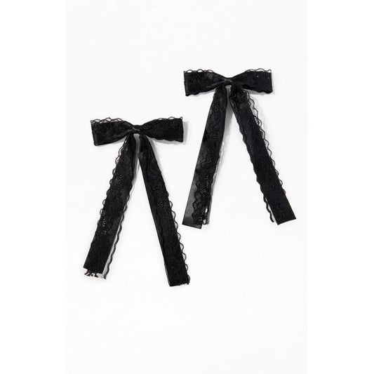 LA Hearts Women's 2 Pack Black Kaelie Bow Hair Clips