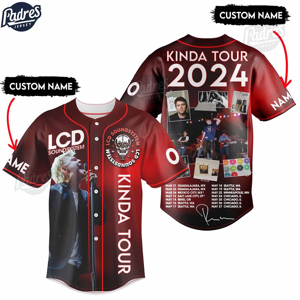 LCd Soundsystem KDN Tour 2024 New Baseball Jersey Outfit - Padres Jersey Oasis: Elevate Your Baseball Style Game