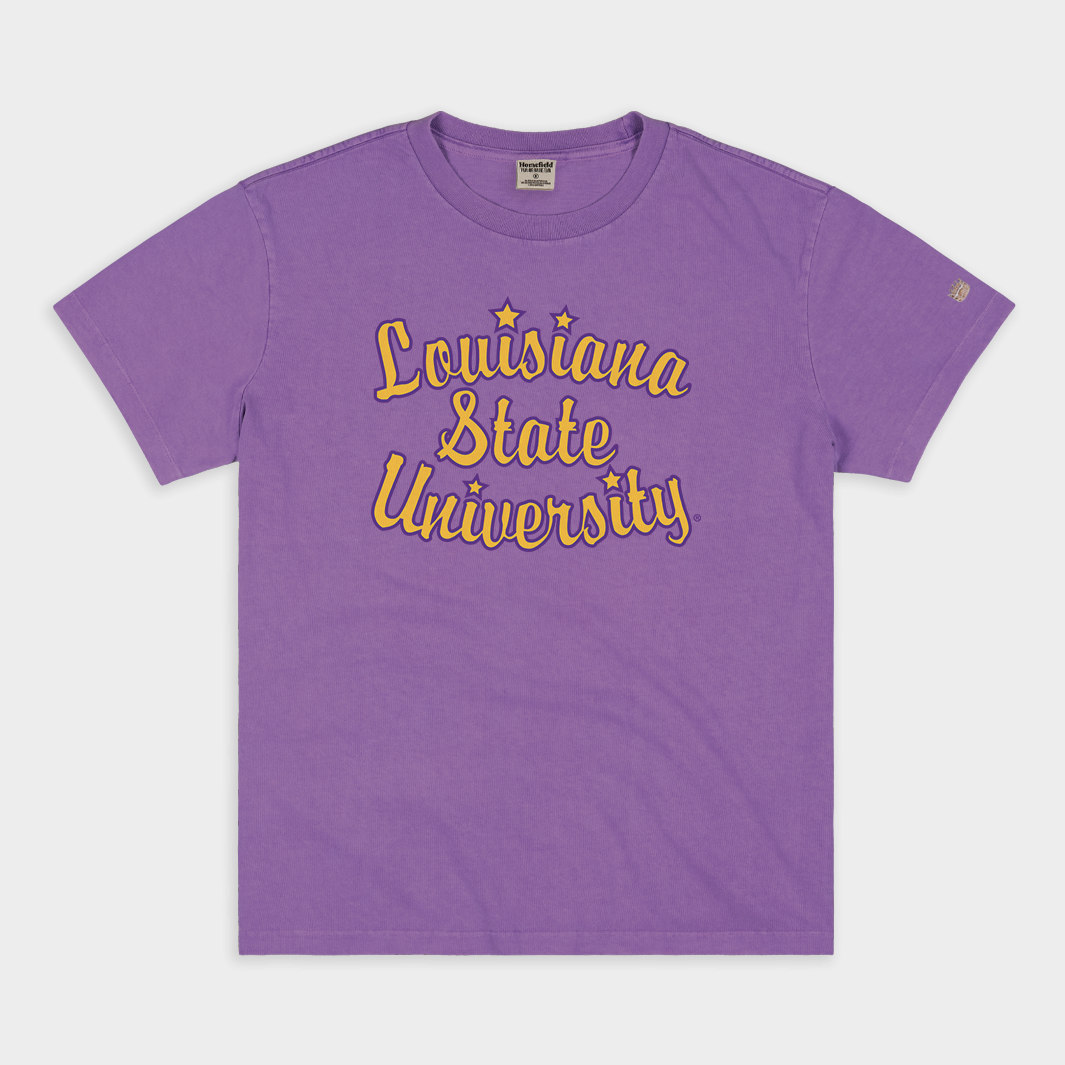 Retro Louisiana State Script Vintage Heavyweight Tee Style001