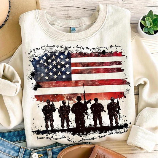 Land of the free Shirt, Veterans day Shirt, honor and remember Tee, Patriotic , Independence Day , 4th Of July , Retro 4th of july