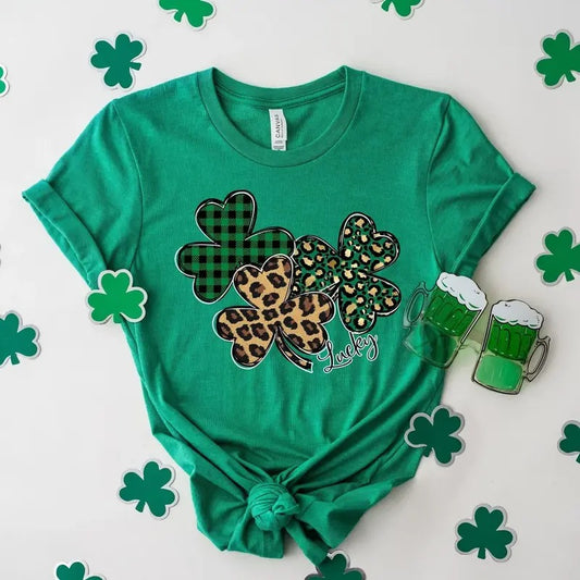 Leopard Shamrock Shirt, St Patricks Day Shirt, Patricks Shamrock Shirt, Leopard St Patricks Day Shirt, Lucky Shirt, Patricks Day Tee Hodie and Sweater, T-Shirt