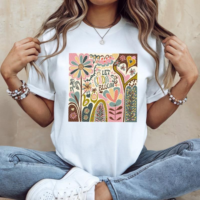 Let Kindness Bloom Block DTF Transfers - THIS IS NOT A SHIRT