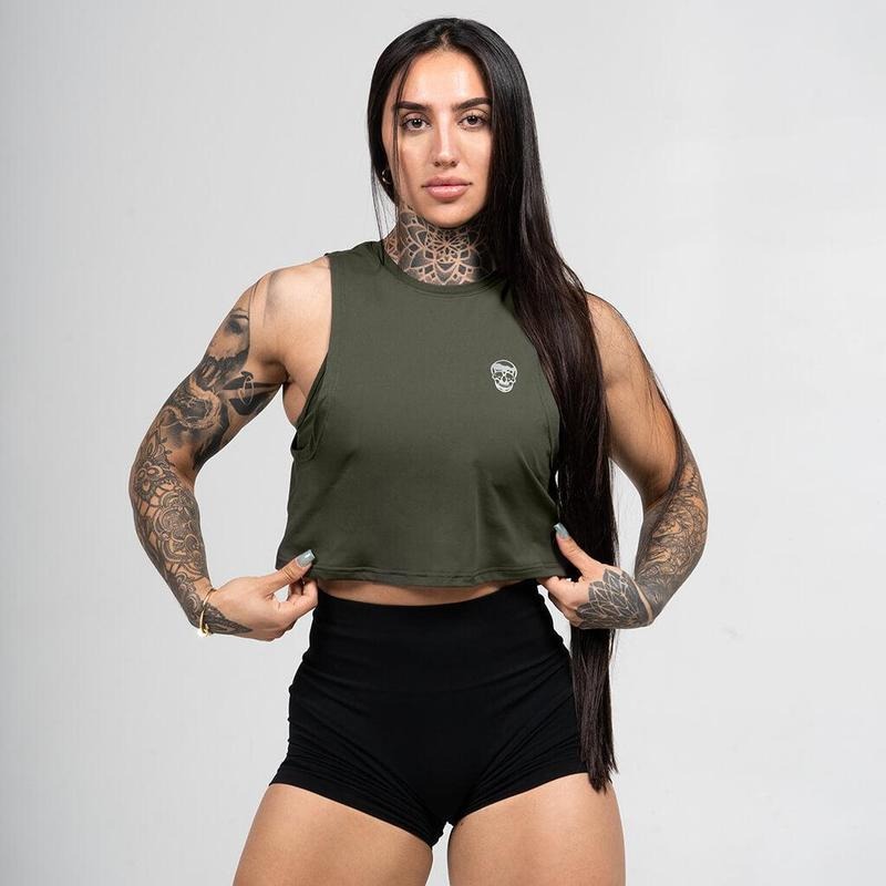 Lightweight Plain Women's Performance Tank Top for Summer Activities in OD Green