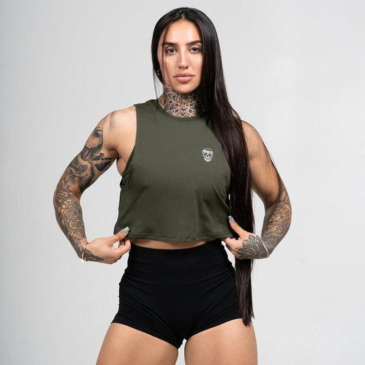 Lightweight Plain Women's Performance Tank Top for Summer Activities in OD Green