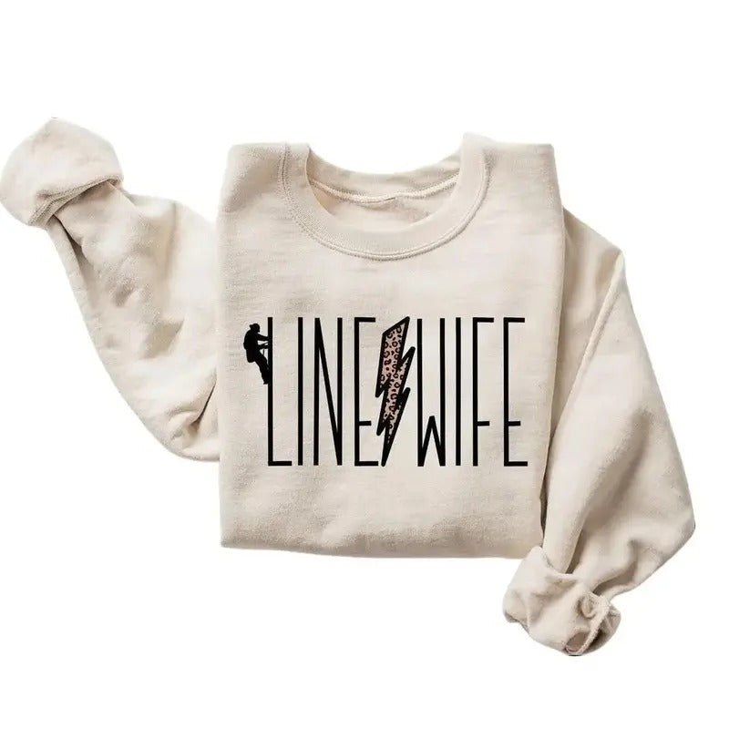 Lineman's Wife Sweatshirt, Line Wife Climbing Lineman, Line Life, Electricians Spouse, Life Of Lineman, Unisex Cotton Menswear