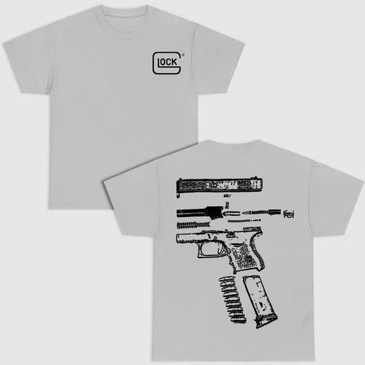 Lock In Glock We Trust Double side Multi Color Shirt, Sarcastic Graphic Tee, Unisex Classic Cotton Tee with a Two-Sided Graphic Print in All Sizes, For Him, For Her