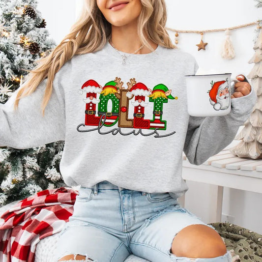 Lolli Claus Faux Embroidery Sweatshirt