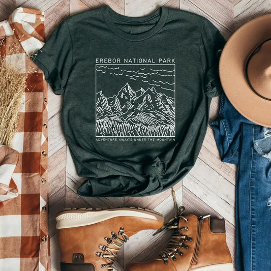 Lonely Mountain Comfort Colors Shirt, Erebor National Park T-Shirt, Lotr T Shirt, Second Breakfast Womenswear Tee, Literary Crewneck Shirt, Bookish Gift