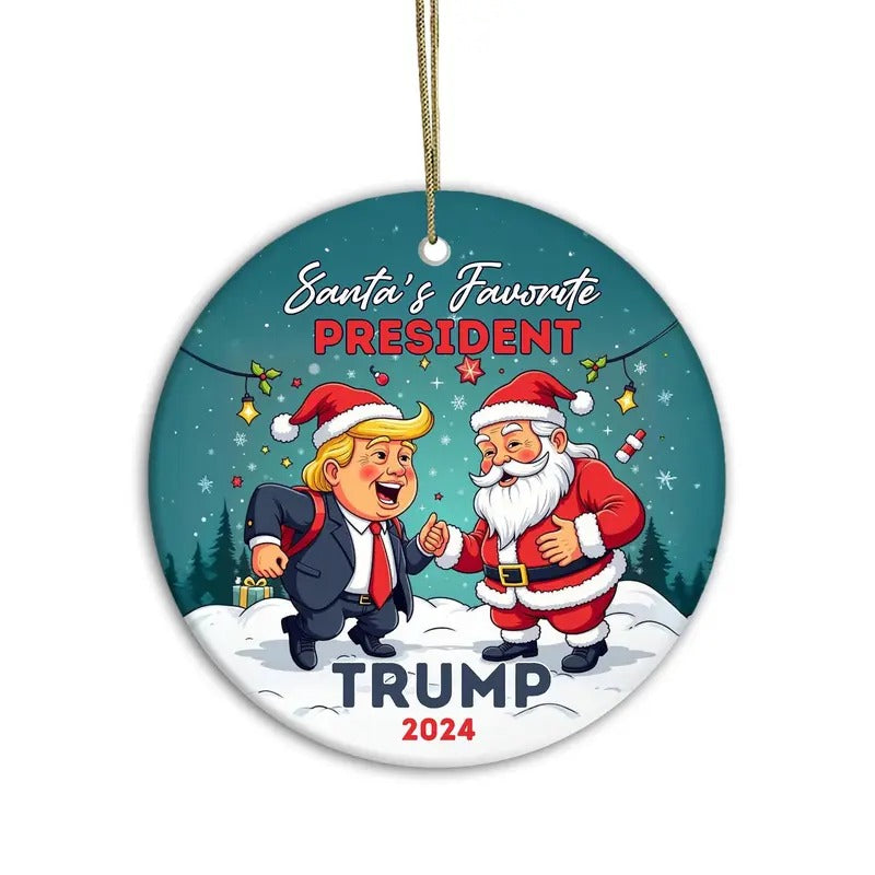 MAGA Santa 2024 Christmas Ornament Santa's Favorite President 2024, Funny Ornament, Trump Inspired Christmas Cheer Ornament, Trump Gifts