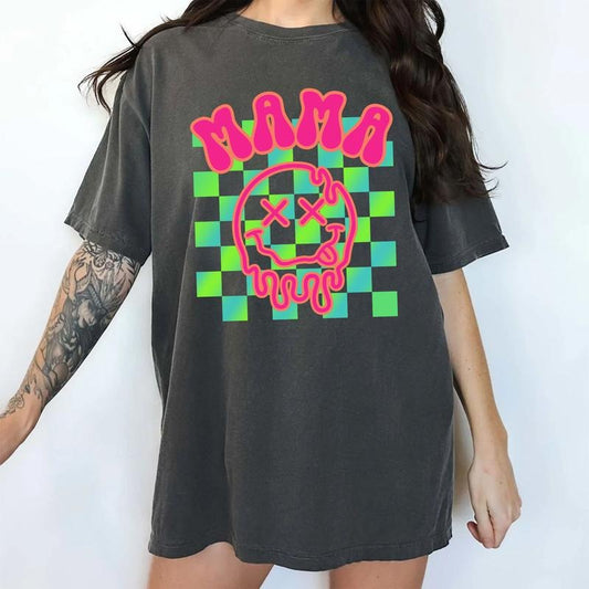 MAPTEES Checkered Mama Comfort Colors Shirt, Mom Life T-shirt, Motherhood Graphic Tee, Retro Mama Clothing, Mother's Day Gifts, Gift For Mom