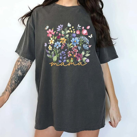 MAPTEES Floral Mama Comfort Colors Shirt, Mama Wildflower Graphic Tee, Mother's Day Gift, Gift For Mom, Womenswear