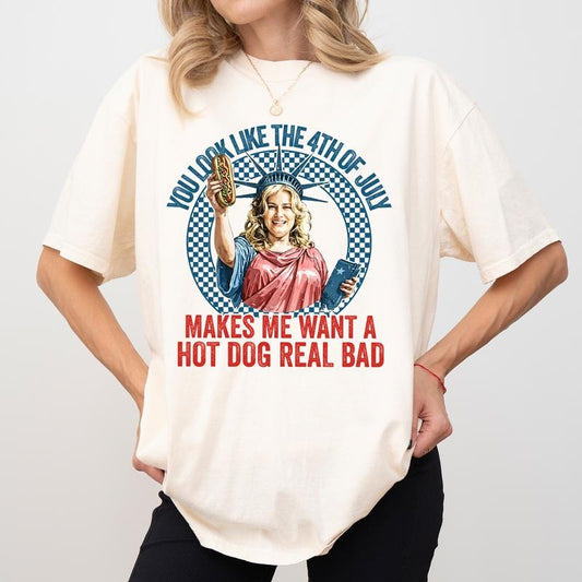 MAPTEES Retro You Look Like The 4th Of July Comfort Colors Shirt, Funny Independence Day Vintage T-shirt, 4th Of July Funny Meme Graphic Tee