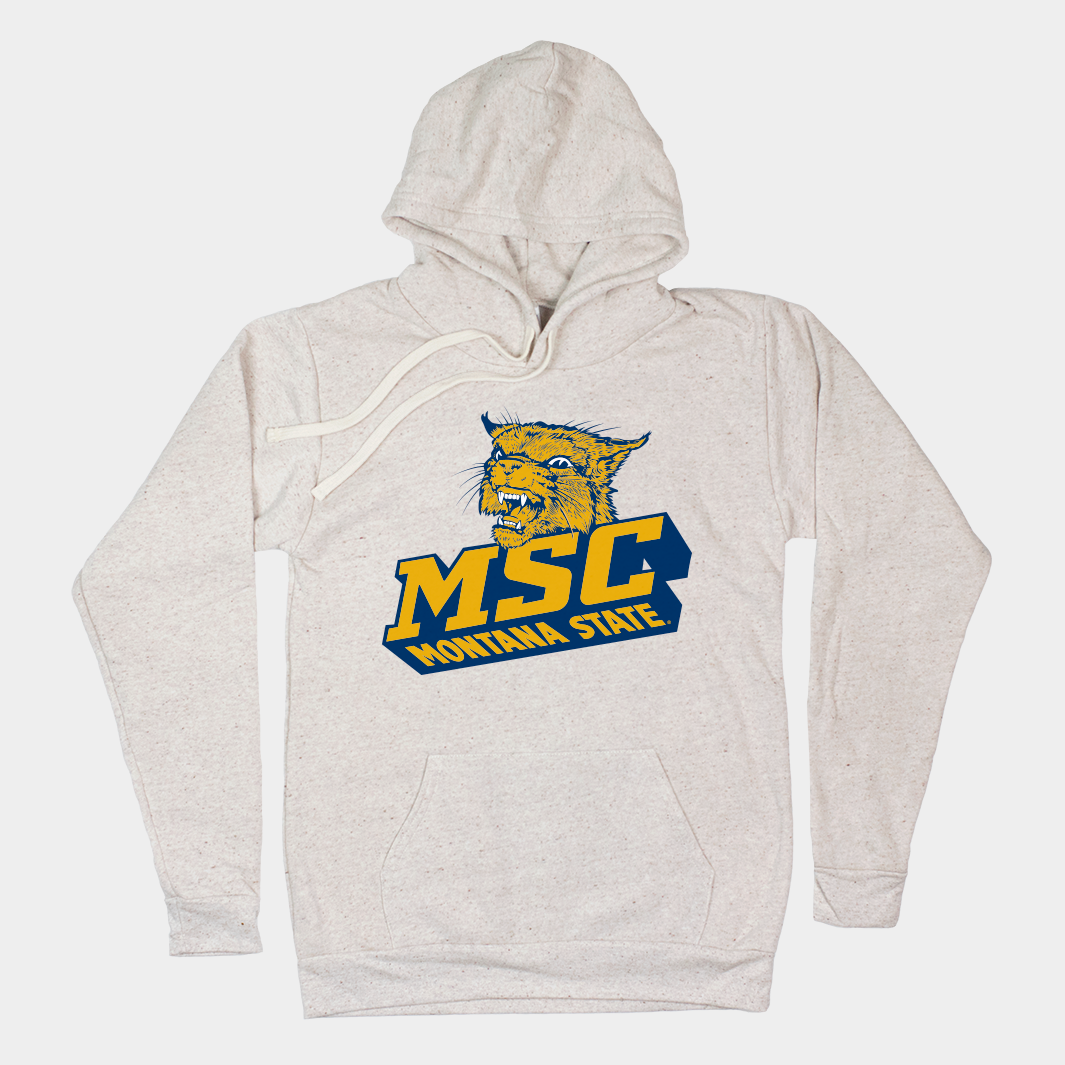 Vintage Montana State College Oatmeal Hoodie Style001