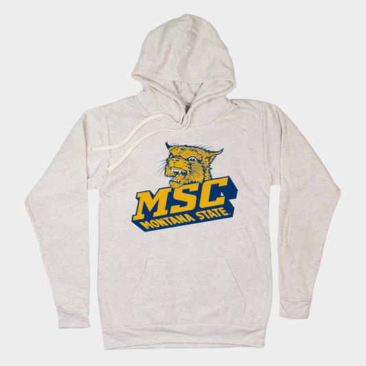 Vintage Montana State College Oatmeal Hoodie Style001