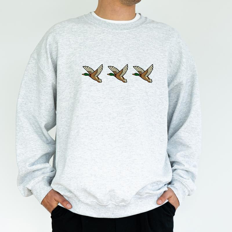 Mallard Ducks Sweatshirt, Duck Lovers Men Crewneck, Hunting Duck Lover Long Sleeved Pullover, Hunter Sweater, Gift For Him