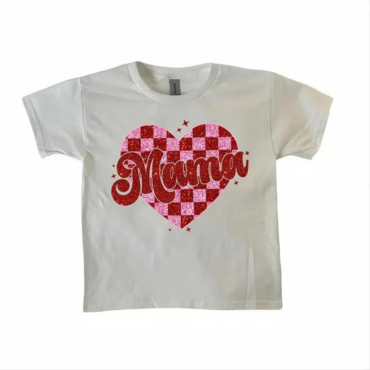 Mama Checkered Heart Baby Tee gift for mothers day, Mama tee Graphic Valentine Gifts, Gift For Her
