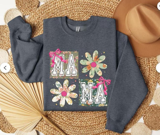 Mama Floral Coquette Sweatshirt,  Floral Mama Crewneck, Mama Floral Sweater, Boho Mama Teestyle{n002}2