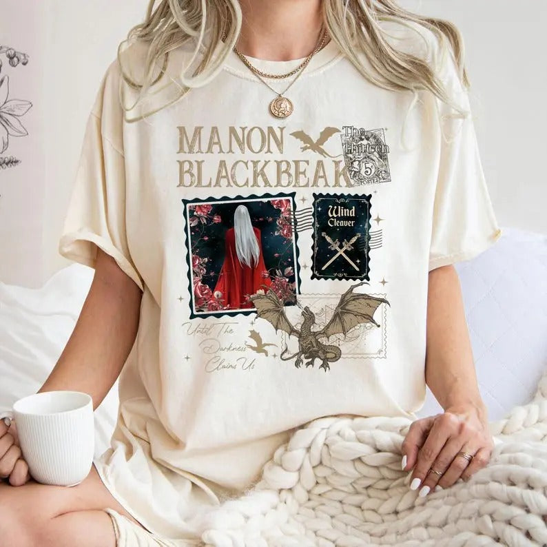 Manon Blackbeak Shirt, The Thirteen From Now Until The Darkness Claims Us, Sarah J Maas, throne of glass book merch, dark romance shirts, acotar