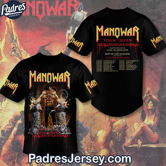 Manowar Tour 2025 Baseball Jersey Outfit - Padres Jersey Oasis: Elevate Your Baseball Style Game