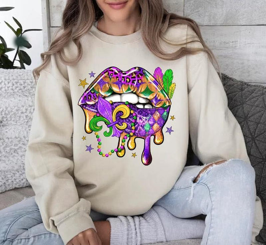 Mardi Gras Lips Sand Unisex Gildan Sweatshirt