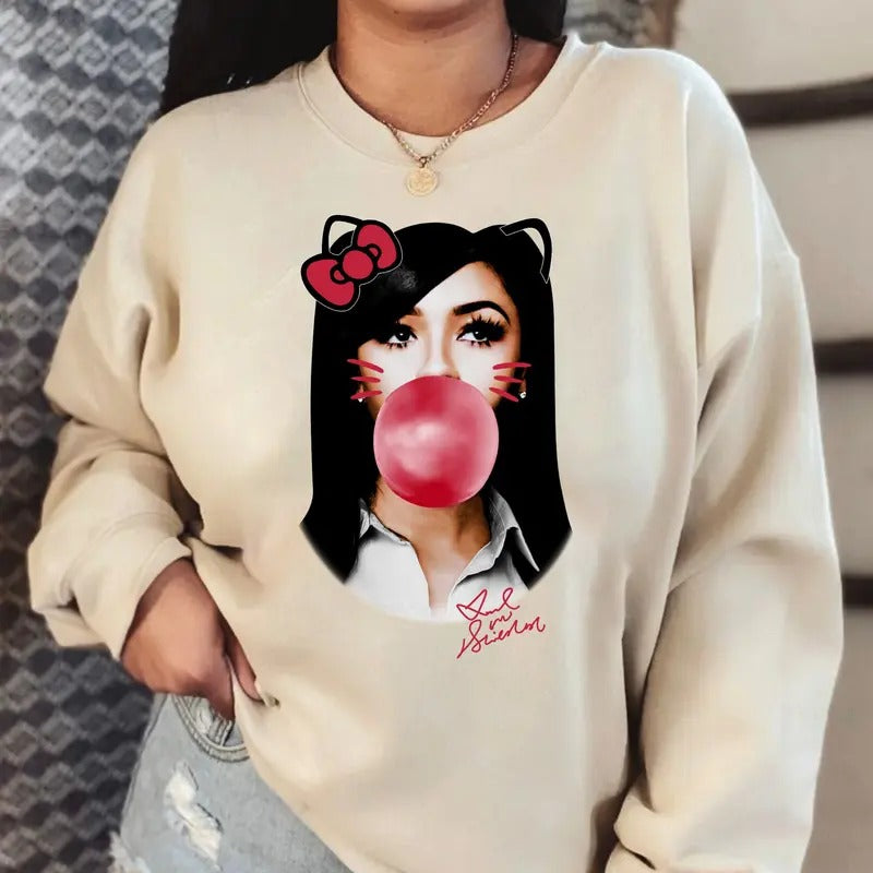 Mariah Red Kitty Bubblegum Big Face Sweatshirt - Celebrate the R&B Icon with this Exclusive Fashion Piece