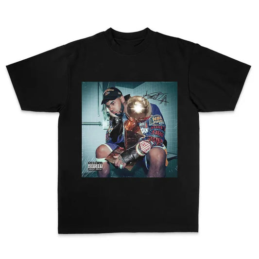 Medium Real Hasta La Muerte Tee - Men's Streetwear Top with Tropical Prints and Crewneck