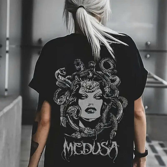 Medusa Graphic Tee, Casual Style Women'S Oversized T-Shirt