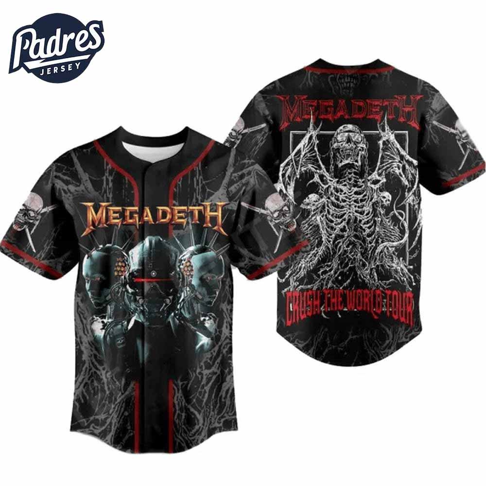 Megadeth Crush The World Tour Baseball Jersey - Padres Jersey Oasis: Elevate Your Baseball Style Game