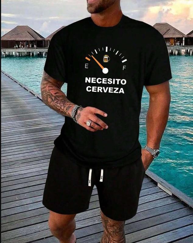 Men's Cartoon & Letter Print Round Neck Tee, Regular Fit Casual Short Sleeve T-Shirt for Summer, Men's Top for Daily Wear Shortsleeve Crewneck