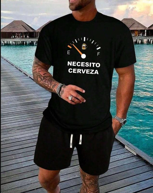 Men's Cartoon & Letter Print Round Neck Tee, Regular Fit Casual Short Sleeve T-Shirt for Summer, Men's Top for Daily Wear Shortsleeve Crewneck