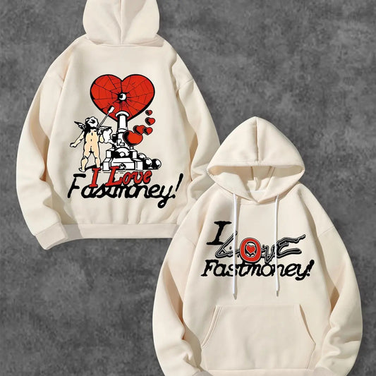 Men's Letter & Graphic Print Hoodie, Casual Street Long Sleeve Hooded Sweatshirt for Fall & Winter, Regular Fit Men's Tops for Daily Wear