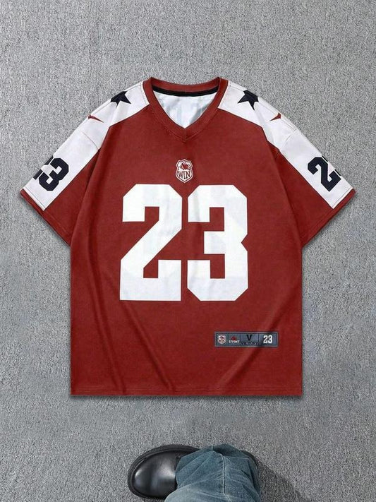 Men's Letter & Number Print Short Sleeve Tee, Regular Fit Casual Comfy Round Neck T-Shirt for Summer, Fashion Men's Top for Daily Wear