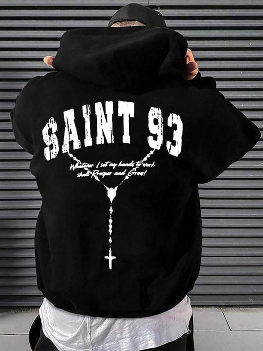 Men's Letter Print Hoodie, Casual Regular Fit Long Sleeve Hooded Sweatshirt for Fall & Winter, Men's Top for Daily Wear