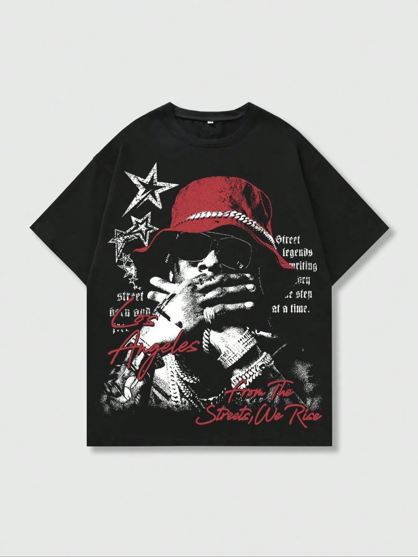 Men's Regular Fit Letter & Hat Print Round Neck Tee, Street Fashion Casual Short Sleeve T-Shirt for Daily Wear, Menswear for Summer