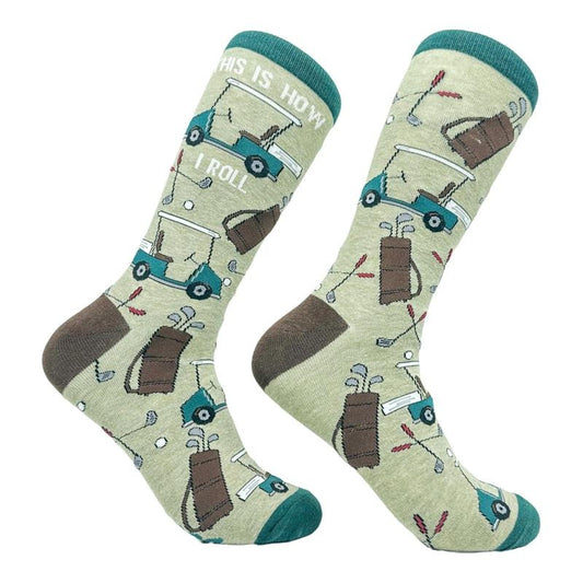 Men's This Is How I Roll Socks Funny Golf Cart Golfing Lovers Footwear Funny Graphic Socks Comfortable Fitted Spandex Cotton