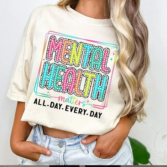 Mental Health Matters Dalmatian Dots Png Mental Health Png Bright Doodles Dots Awareness Png Positive Affirmation Self Love Be Kind Sleeve Womenswear Sleeve Womenswear