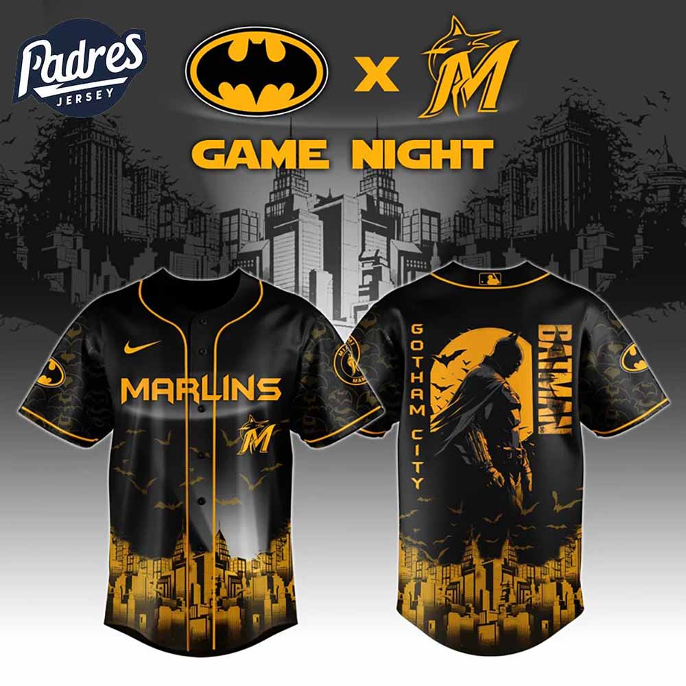 Miami Marlins MLB x Batman Game Night Baseball Jersey 2025 - Padres Jersey Oasis: Elevate Your Baseball Style Game