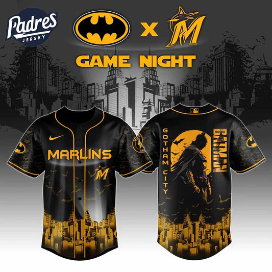 Miami Marlins MLB x Batman Game Night Baseball Jersey 2025 - Padres Jersey Oasis: Elevate Your Baseball Style Game