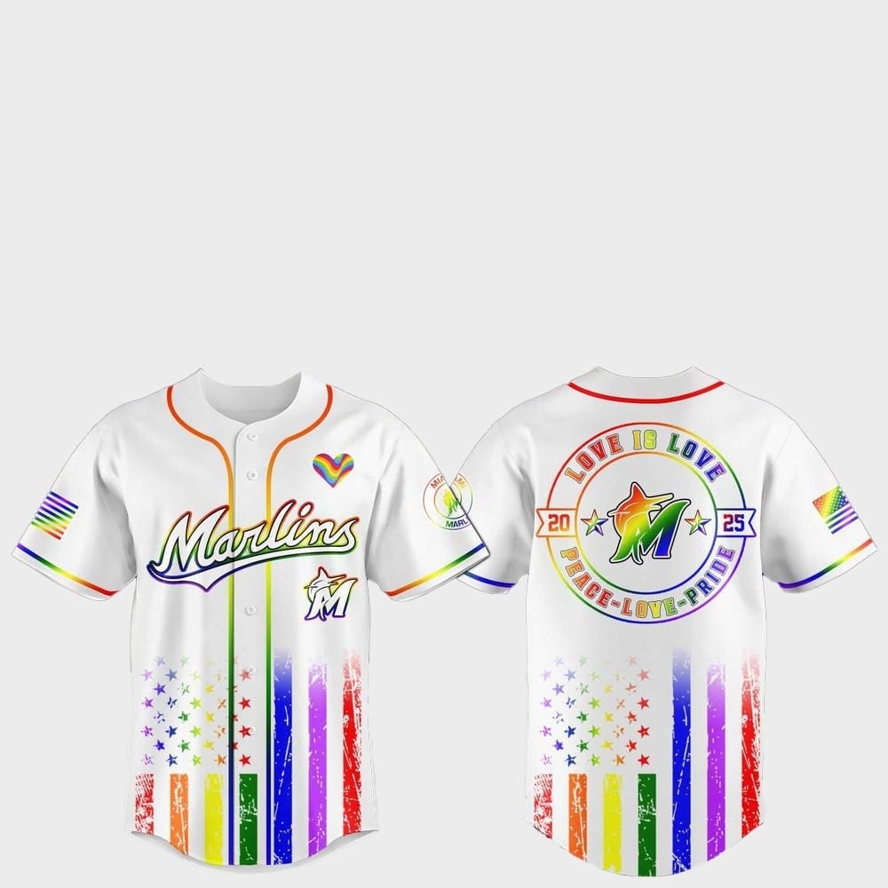 Miami Marlins Pride Month Love Is Love 2025 Jersey - Grishko.com