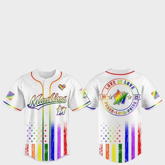 Miami Marlins Pride Month Love Is Love 2025 Jersey - Grishko.com