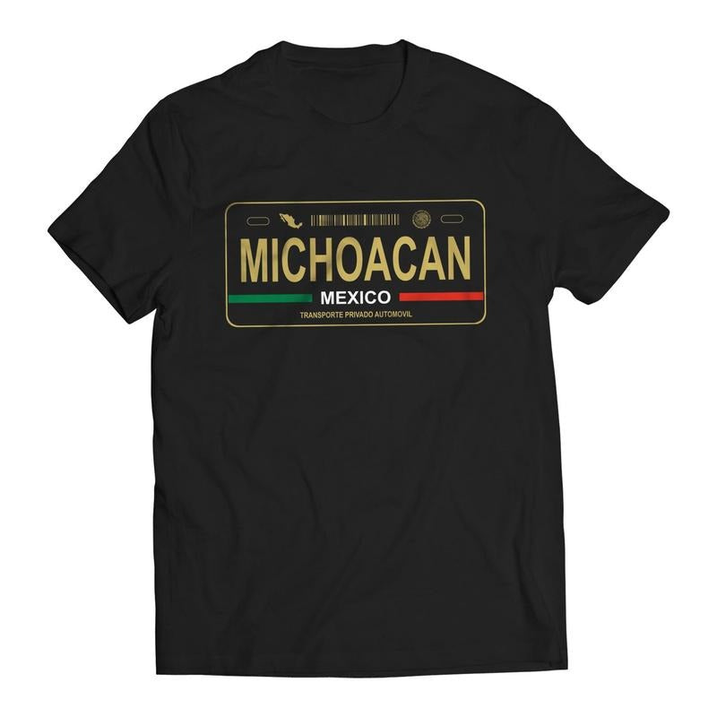 Michoacan Mexico License Plate T-Shirt - Playera con Placa de Carro Men's Graphic T-Shirt