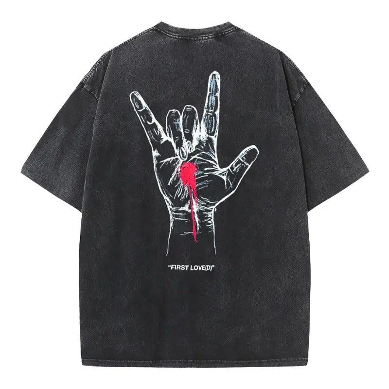[ Mineral Wash ] First Love Christian Washed TShirt Jesus Graphic Washed Style Shirt