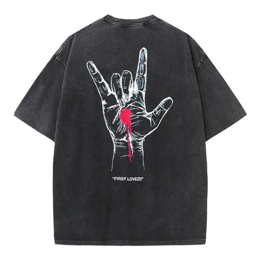 [ Mineral Wash ] First Love Christian Washed TShirt Jesus Graphic Washed Style Shirt