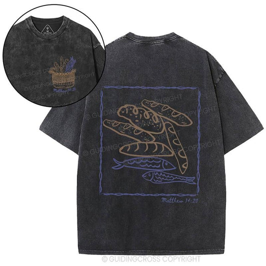 [ Mineral Wash ] Fish & Loaves Christian Washed TShirt Jesus Graphic Washed Style Shirt