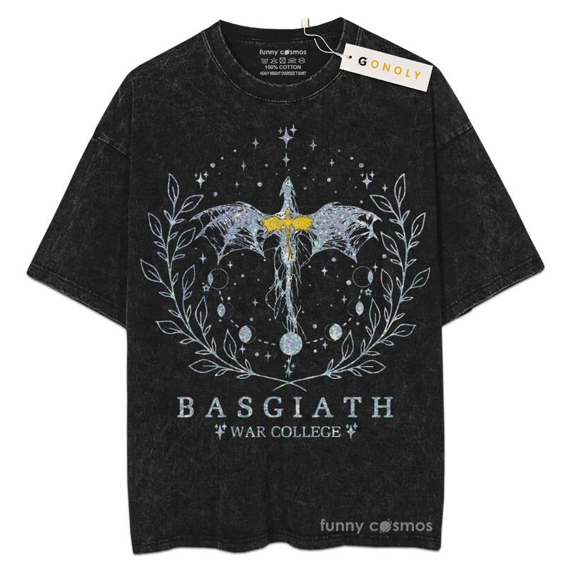 [ Mineral Wash ] Fourth Wing Basgiath War College Bookish Women Men For Fans Lover Book, Bookish, Graphic Washed Style Shirt