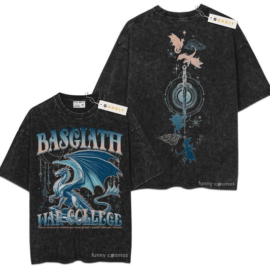 [ Mineral Wash ] Fourth Wing Basgiath War, Trendy Book Dragon For Fans Lover Book, Bookish, Graphic Washed Style Shirt