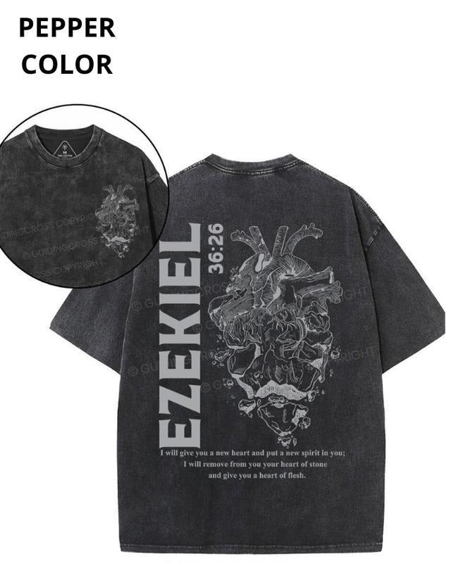 [ Mineral Wash ] I Will Give You A New Heart And Put A New Spirit Christian Washed TShirt Classic Cotton